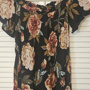Altar'd State Black and Pink Floral Mini Dress